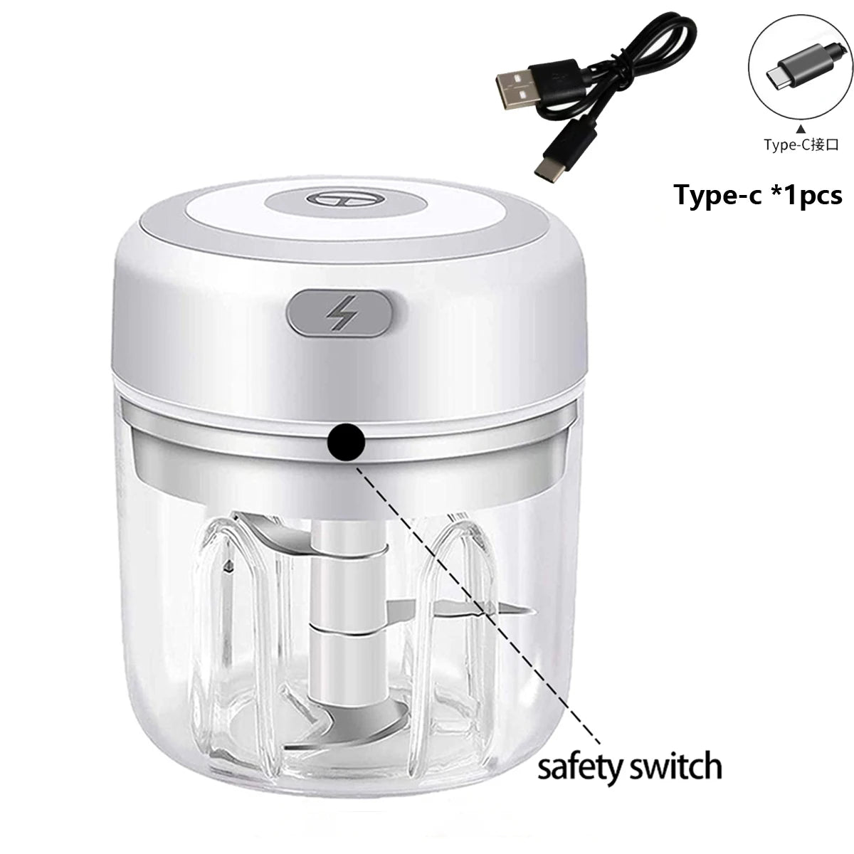 100ml/250ml Electric Mini Garlic Press Chopper - Rechargeable USB Masher with Powerful Lithium Battery, Easy Meat Grinder Get Cuisine Shop
