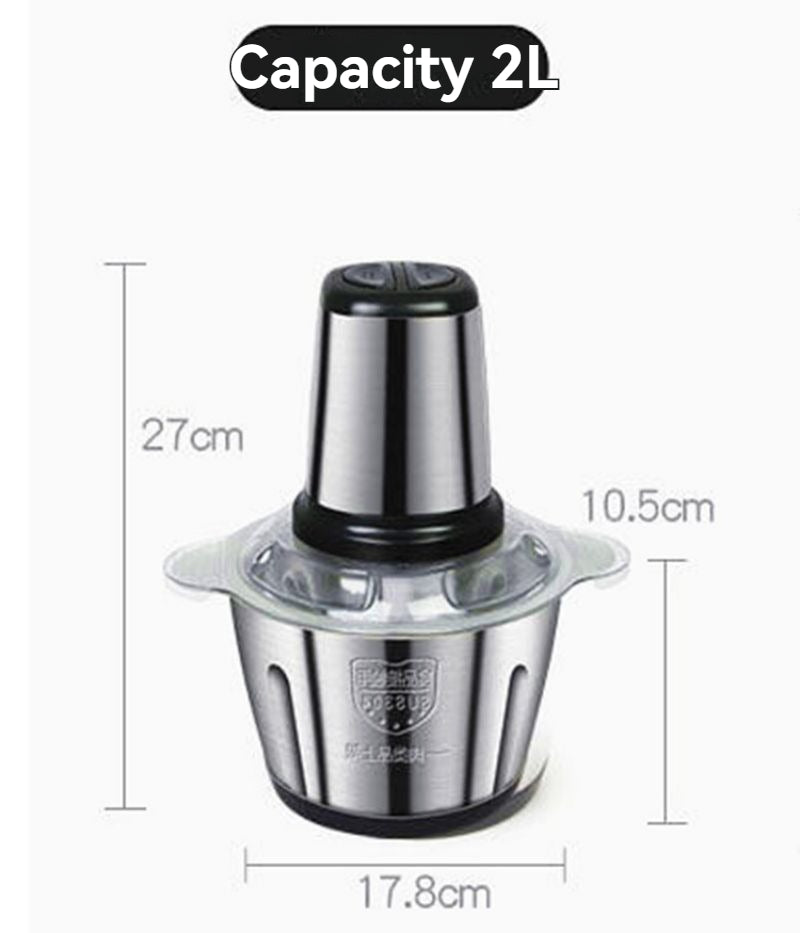 Hachoir à viande électrique en acier inoxydable TurboBlend de 2 litres avec bol en inox et moteur puissant.