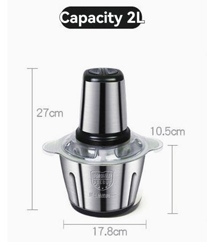 Hachoir à viande électrique en acier inoxydable TurboBlend de 2 litres avec bol en inox et moteur puissant.
