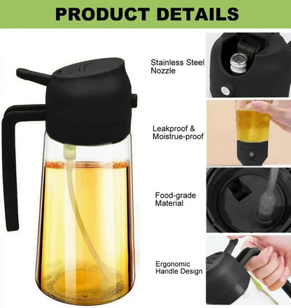Distributeur et vaporisateur d’huile 2 en 1 – 500 ml