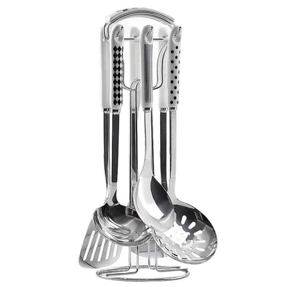 Set Ustensiles Cuisine 7pcs | Acier Inox Manche Céramique