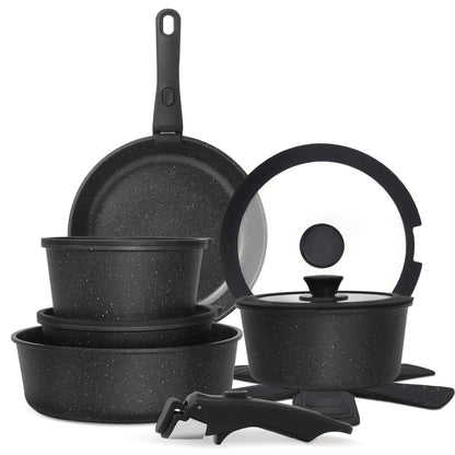 Cuisinluv 15 Pièces — Batterie de Cuisine Antiadhésive à Manche Amovible
